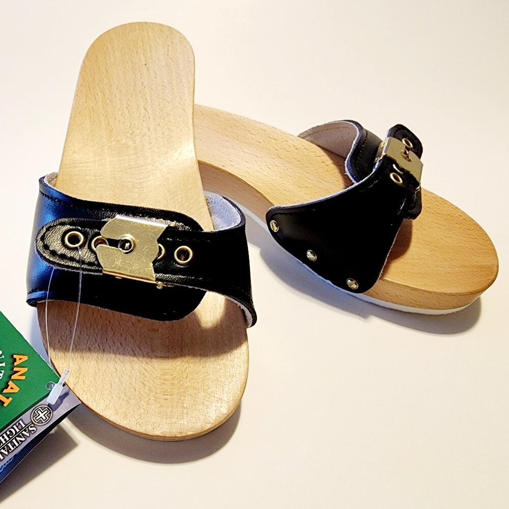 DR SCHOLL * STYLE * WOODEN CLOGS